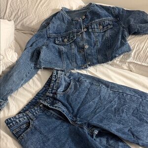 Missguided Blue Denim Jeans and Jacket Set